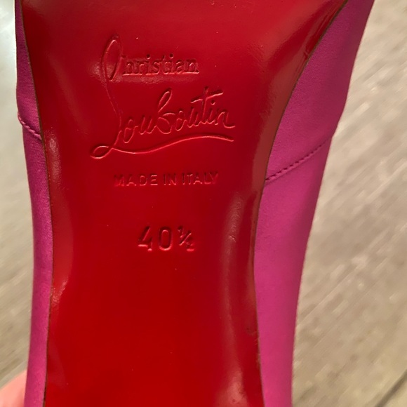 Louboutin Pink Satin Viva Lolo 100mm Pumps - Picture 6 of 8